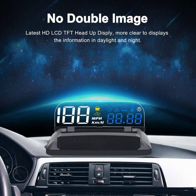 Etokfoks Car Hud Head Up Display Speedometer Odometer OBD2 HD 3D Reflection Multi-Function Display Overspeed Alarm for Cars - MLSA04-3LT217