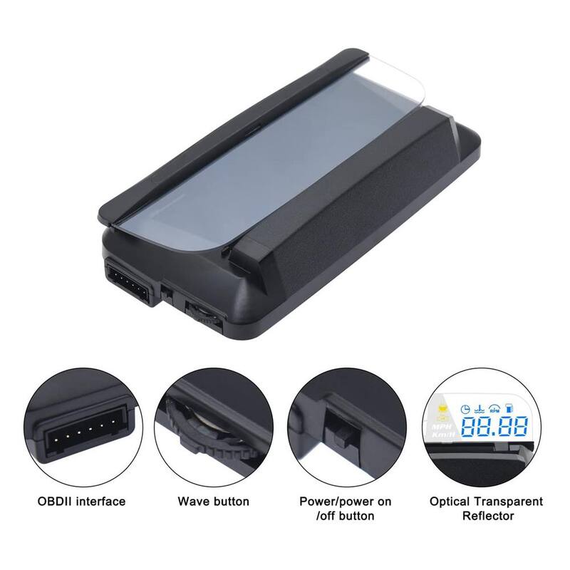 Etokfoks Car Hud Head Up Display Speedometer Odometer OBD2 HD 3D Reflection Multi-Function Display Overspeed Alarm for Cars - MLSA04-3LT217