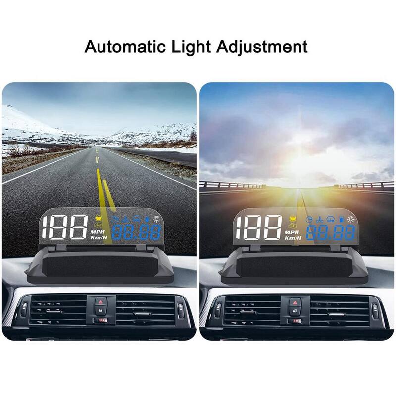 Etokfoks Car Hud Head Up Display Speedometer Odometer OBD2 HD 3D Reflection Multi-Function Display Overspeed Alarm for Cars - MLSA04-3LT217