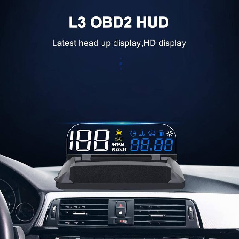 Etokfoks Car Hud Head Up Display Speedometer Odometer OBD2 HD 3D Reflection Multi-Function Display Overspeed Alarm for Cars - MLSA04-3LT217