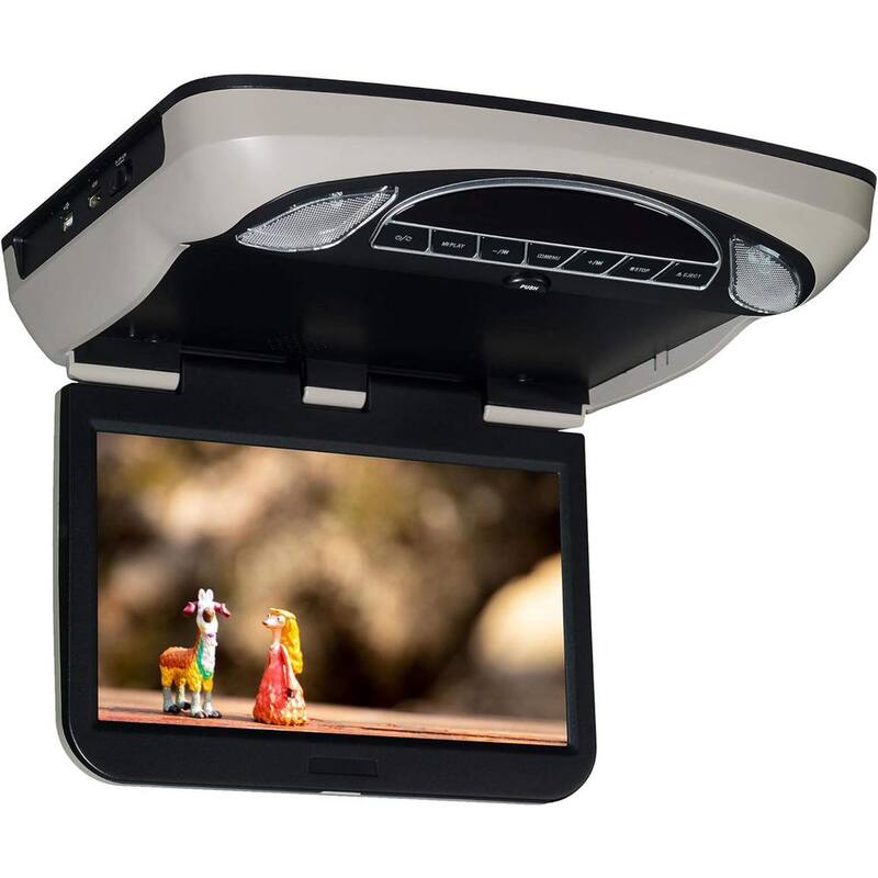 Etokfoks 10.1 in. Hi-Res DVD LED Back-lit Overhead Monitor with 2 Pair of Wireless Headphones Fold-Flat Headphone in Clamshell - MLSA04-3LT210
