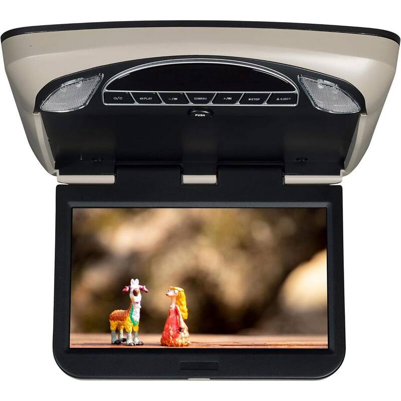 Etokfoks 10.1 in. Hi-Res DVD LED Back-lit Overhead Monitor with 2 Pair of Wireless Headphones Fold-Flat Headphone in Clamshell - MLSA04-3LT210