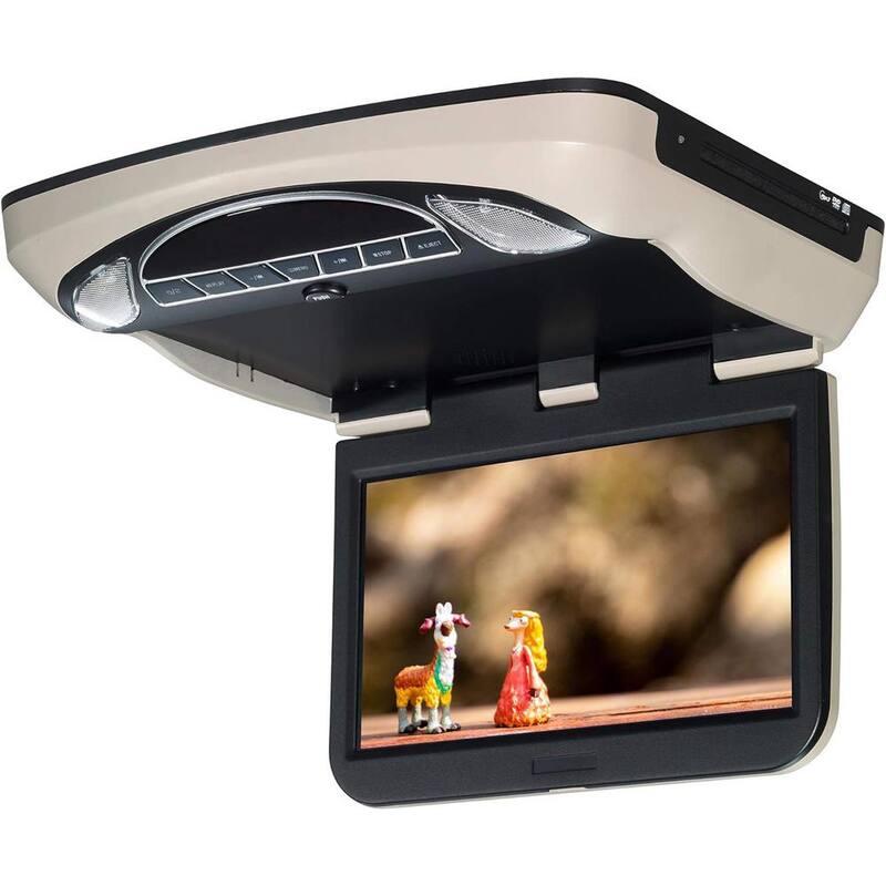 Etokfoks 10.1 in. Hi-Res DVD LED Back-lit Overhead Monitor with 2 Pair of Wireless Headphones Fold-Flat Headphone in Clamshell - MLSA04-3LT210