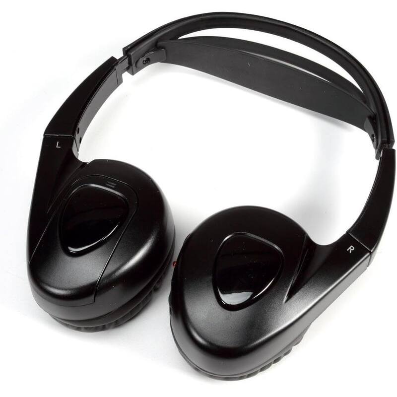 Etokfoks 10.1 in. Hi-Res DVD LED Back-lit Overhead Monitor with 2 Pair of Wireless Headphones Fold-Flat Headphone in Clamshell - MLSA04-3LT210