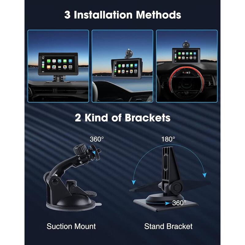 Etokfoks Wireless 7 in. Apple Car Play Touch Screen Sync GPS Navigation Audio Car Radio Receiver Bluetooth Siri Multimedia Player - MLSA04-3LT209
