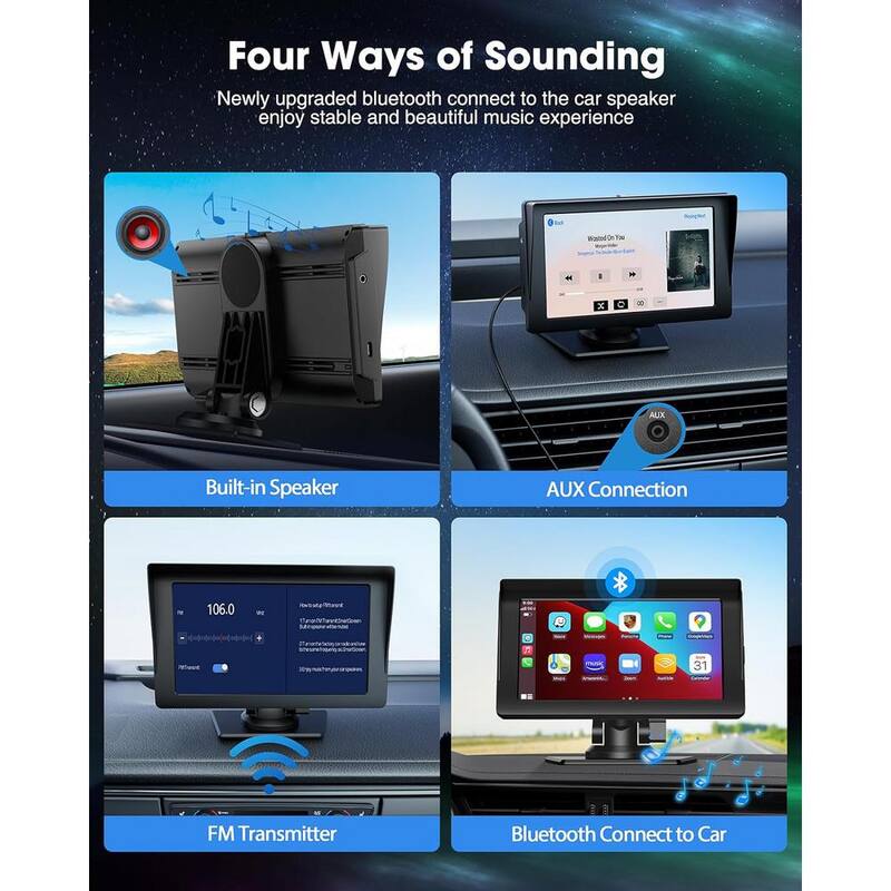 Etokfoks Wireless 7 in. Apple Car Play Touch Screen Sync GPS Navigation Audio Car Radio Receiver Bluetooth Siri Multimedia Player - MLSA04-3LT209