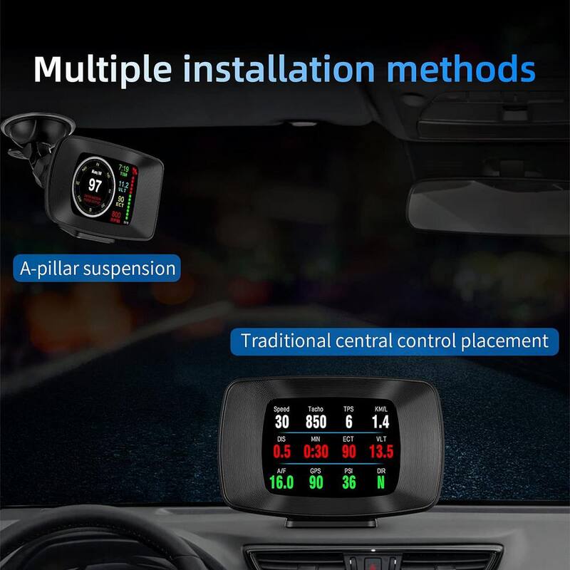 Etokfoks Car Head Up Display Multifunction OBD2 Smart Meter OBD plus GPS Dual System More Stable Smooth and Powerful Black Finish - MLSA04-3LT205