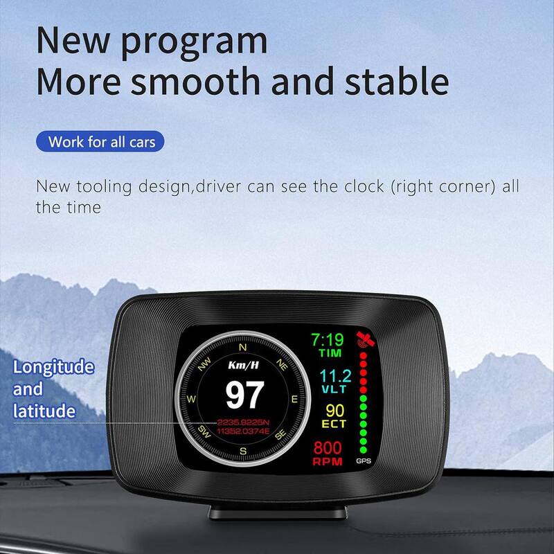 Etokfoks Car Head Up Display Multifunction OBD2 Smart Meter OBD plus GPS Dual System More Stable Smooth and Powerful Black Finish - MLSA04-3LT205