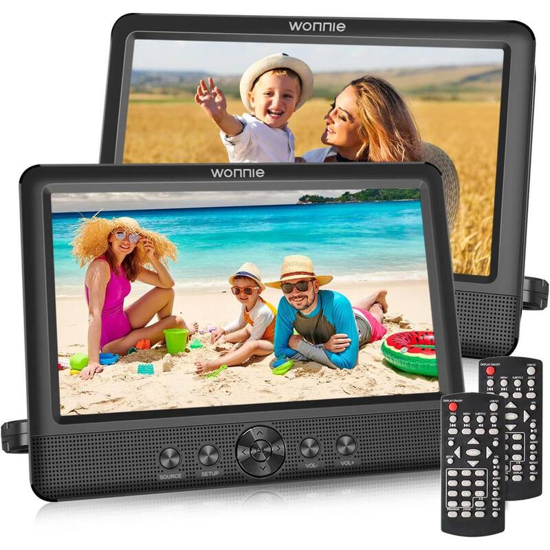 Etokfoks 10.5 in. 2 DVD Players Dual Screen for Car Portable CD Player Play Same or 2 Different Movies with 2 Mounting Brackets - MLSA04-3LT190