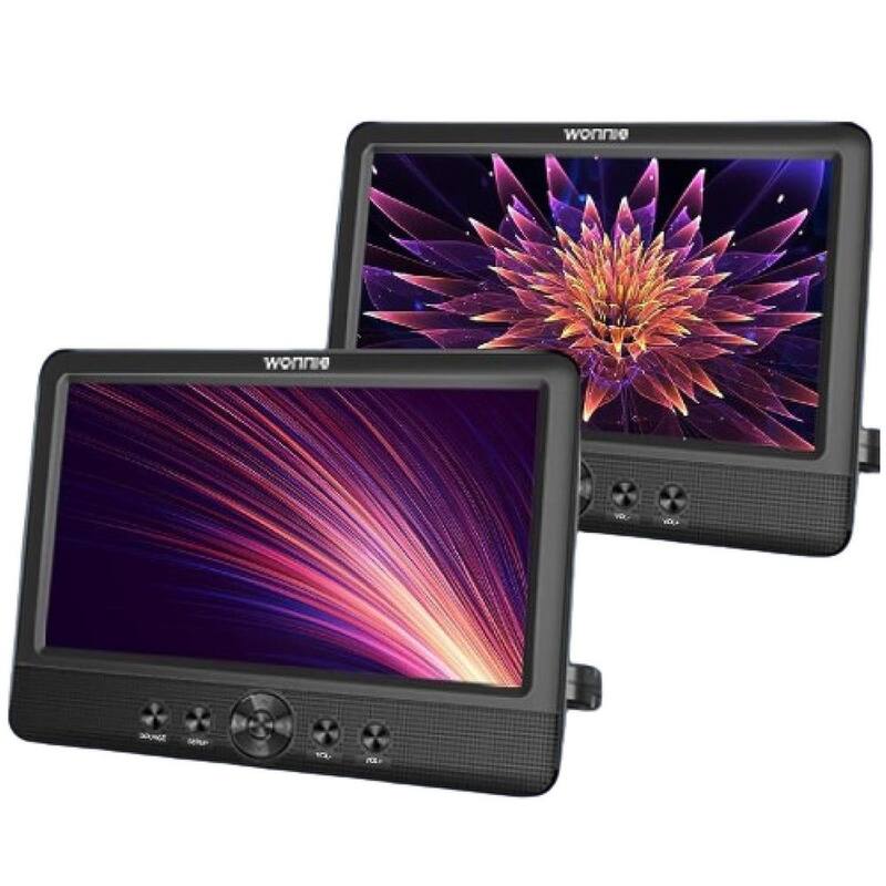 Etokfoks 10.5 in. 2 DVD Players Dual Screen for Car Portable CD Player Play Same or 2 Different Movies with 2 Mounting Brackets - MLSA04-3LT190