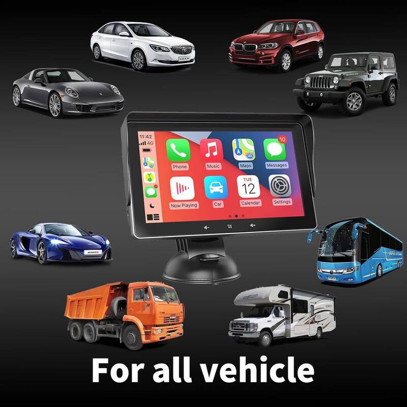 Etokfoks 7 in. HD Double Din Car Stereo, Portable Wireless Touch Screen Apple Car Play Android Auto Automatic Multimedia Player - MLSA04-3LT189