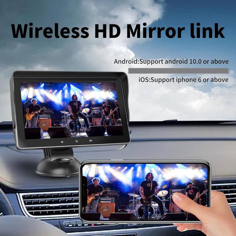 Etokfoks 7 in. HD Double Din Car Stereo, Portable Wireless Touch Screen Apple Car Play Android Auto Automatic Multimedia Player - MLSA04-3LT189