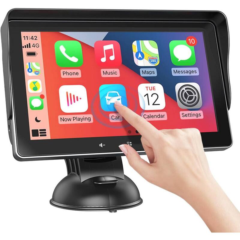 Etokfoks 7 in. HD Double Din Car Stereo, Portable Wireless Touch Screen Apple Car Play Android Auto Automatic Multimedia Player - MLSA04-3LT189
