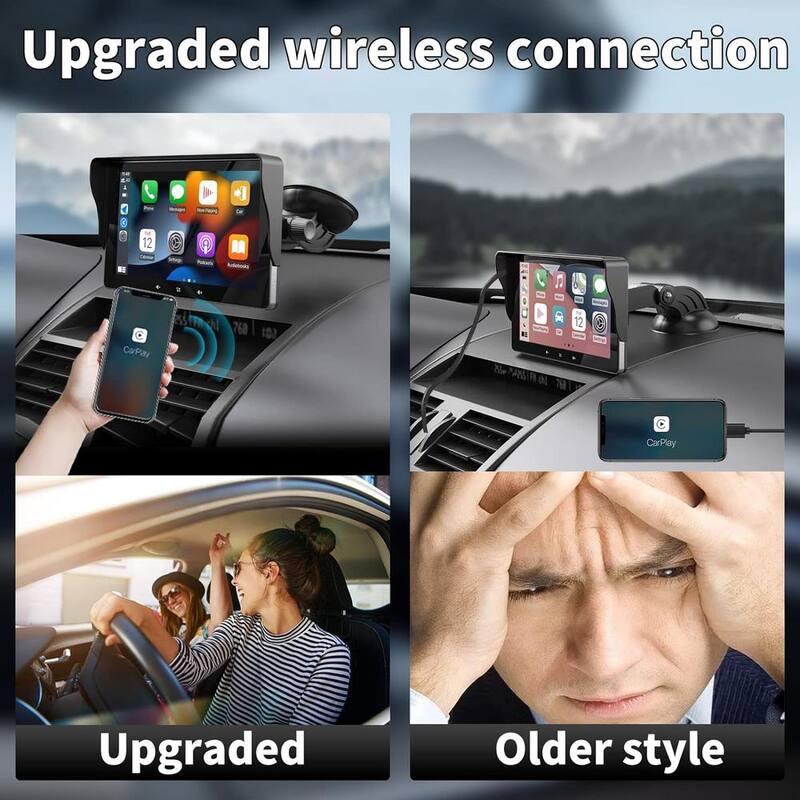 Etokfoks 7 in. HD Double Din Car Stereo, Portable Wireless Touch Screen Apple Car Play Android Auto Automatic Multimedia Player - MLSA04-3LT189