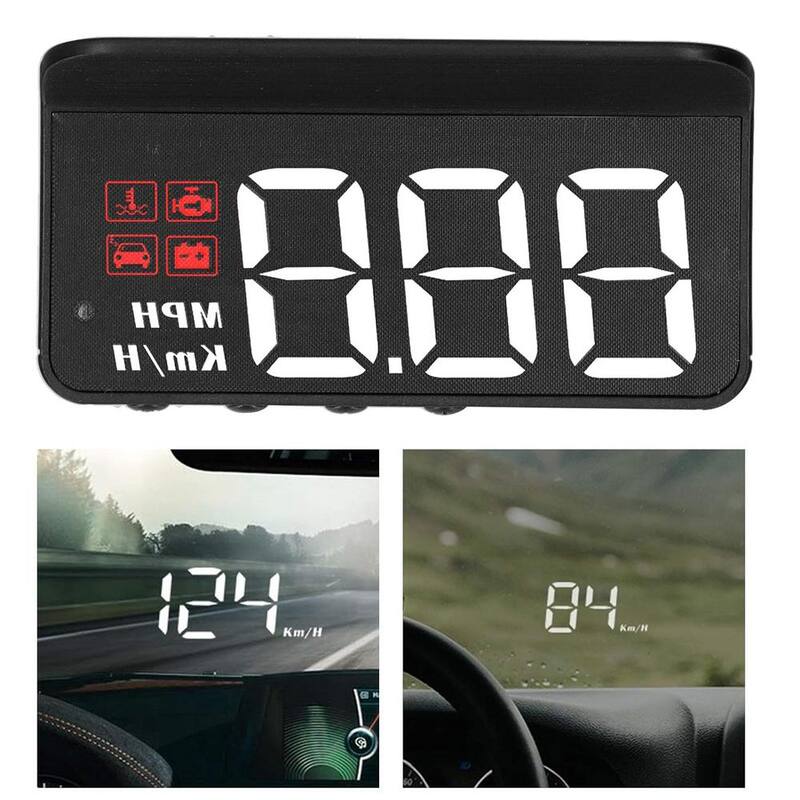 Etokfoks Car Head Up Display Speedometer Windshield Projector Multifunction Gauge Alarm Fatigue Driving Reminder in Black Finish - MLSA04-3LT185