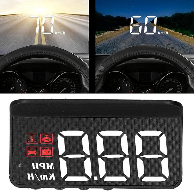 Etokfoks Car Head Up Display Speedometer Windshield Projector Multifunction Gauge Alarm Fatigue Driving Reminder in Black Finish - MLSA04-3LT185