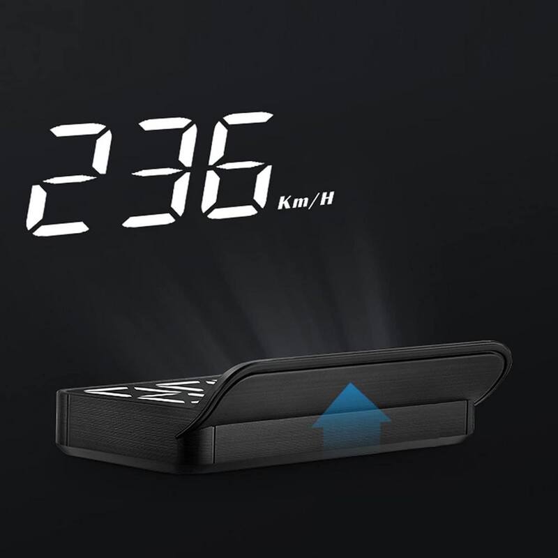Etokfoks Car Head Up Display Speedometer Windshield Projector Multifunction Gauge Alarm Fatigue Driving Reminder in Black Finish - MLSA04-3LT185