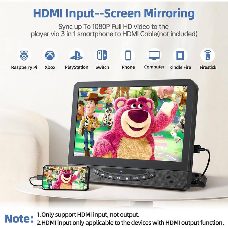 Etokfoks 12" Portable DVD Player for Car with 1080P HDMI Input Car DVD Player Dual Screen w/ Full HD Digital Signal Support USB - MLSA04-3LT181