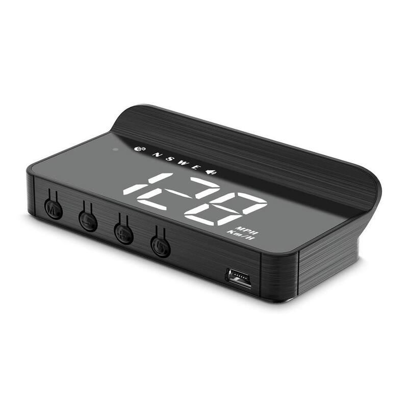 Etokfoks Heads Up Display Digital GPS Speedometer w/Speed/Travel Direction Function/Overspeed Alarm/Fatigue Driving Alarm, Black - MLSA04-3LT180