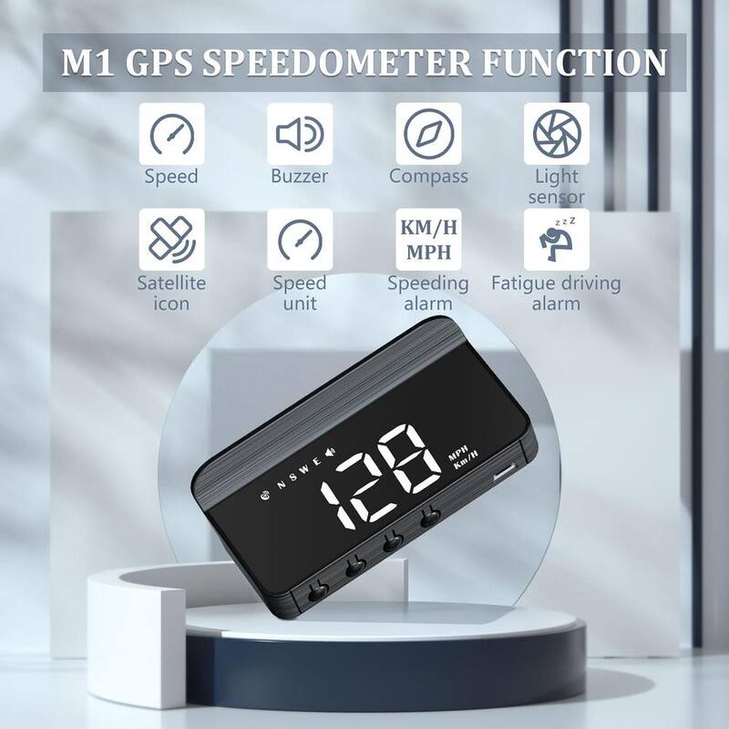 Etokfoks Heads Up Display Digital GPS Speedometer w/Speed/Travel Direction Function/Overspeed Alarm/Fatigue Driving Alarm, Black - MLSA04-3LT180
