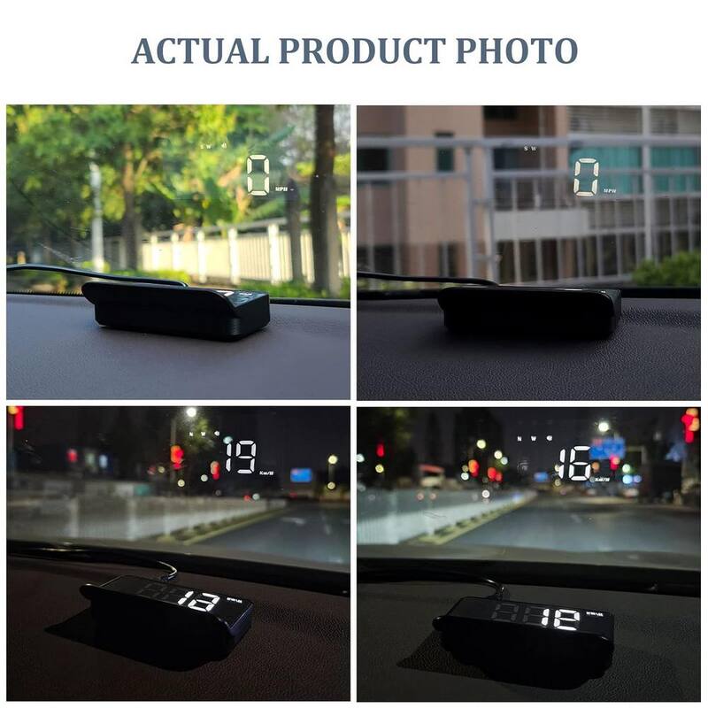 Etokfoks Heads Up Display Digital GPS Speedometer w/Speed/Travel Direction Function/Overspeed Alarm/Fatigue Driving Alarm, Black - MLSA04-3LT180
