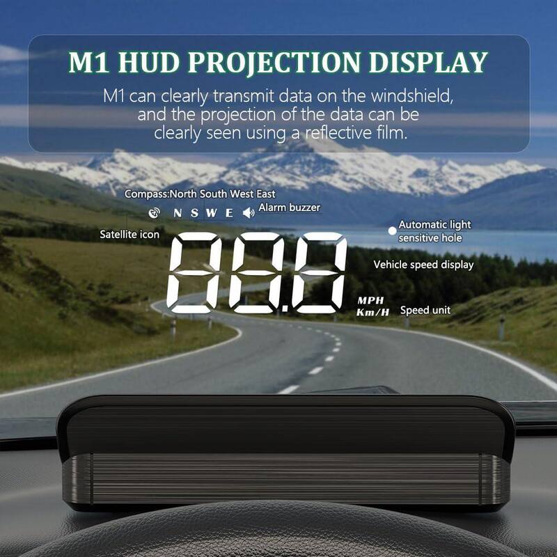 Etokfoks Heads Up Display Digital GPS Speedometer w/Speed/Travel Direction Function/Overspeed Alarm/Fatigue Driving Alarm, Black - MLSA04-3LT180