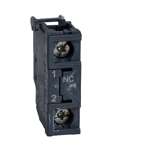 Bloque de contacto único Schneider Electric, Harmony XB4, aleación de plata, terminal de sujeción por tornillo, cierre tardío, 1NC - ZBE202