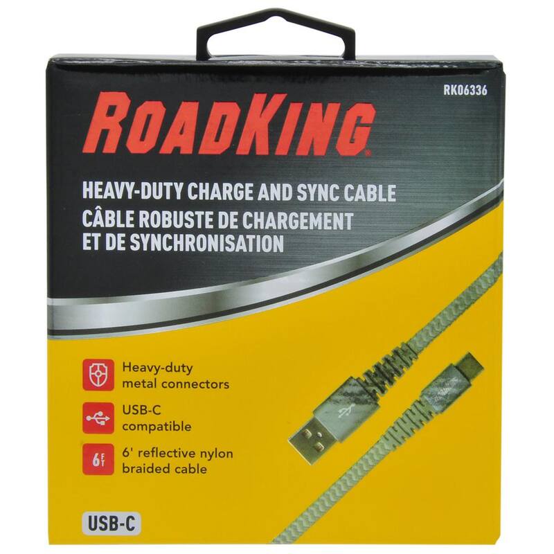 RoadKing MobileSpec 6 ft. Heavy-Duty USB-C Charge and Sync Cable in Silver - RK06336