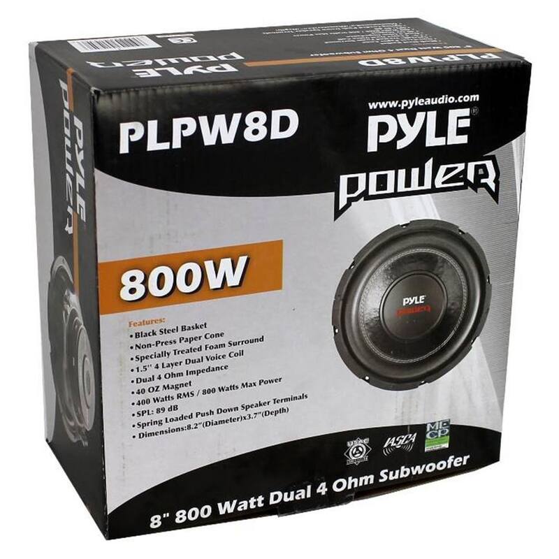 Unbranded Two 8 in. 1600-Watt Dual Voice Coil 4-Ohm Car Audio Subwoofers Speakers - 2 x PLPW8D