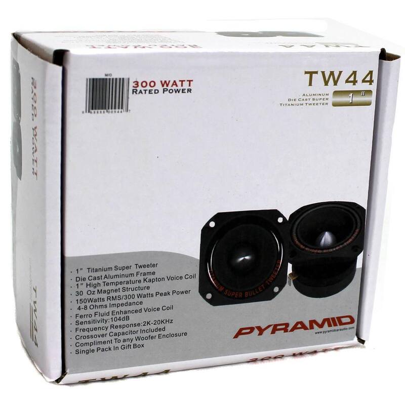 Unbranded Pyramid 1 in. 1200-Watt Heavy-duty Titanium Dome Bullet Car Super Tweeters - 4 x TW44