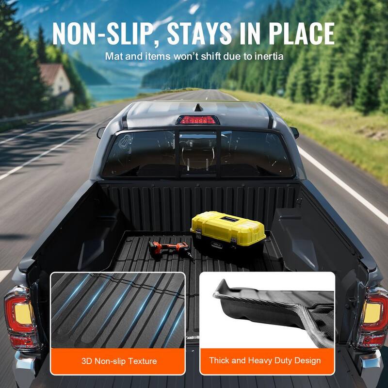 VEVOR Truck Bed Mat,Compatible with Toyota Tacoma,TPE Truck Bed Liner Mat Fits for 5 ft. Bed,Thick and Heavy-Duty - TPEKCCCDTPEFF55UGV0