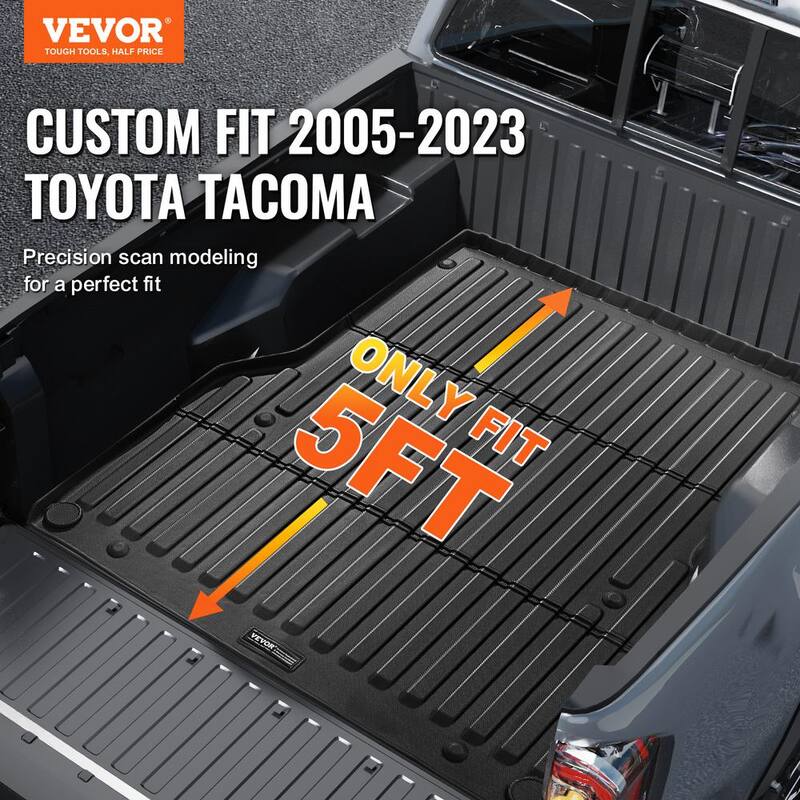 VEVOR Truck Bed Mat,Compatible with Toyota Tacoma,TPE Truck Bed Liner Mat Fits for 5 ft. Bed,Thick and Heavy-Duty - TPEKCCCDTPEFF55UGV0