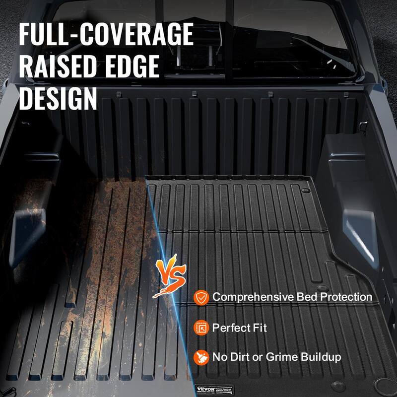 VEVOR Truck Bed Mat,Compatible with Toyota Tacoma,TPE Truck Bed Liner Mat Fits for 5 ft. Bed,Thick and Heavy-Duty - TPEKCCCDTPEFF55UGV0