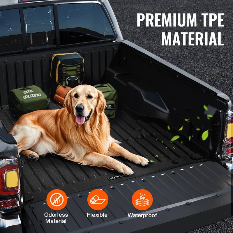 VEVOR Truck Bed Mat,Compatible with Toyota Tacoma,TPE Truck Bed Liner Mat Fits for 5 ft. Bed,Thick and Heavy-Duty - TPEKCCCDTPEFF55UGV0