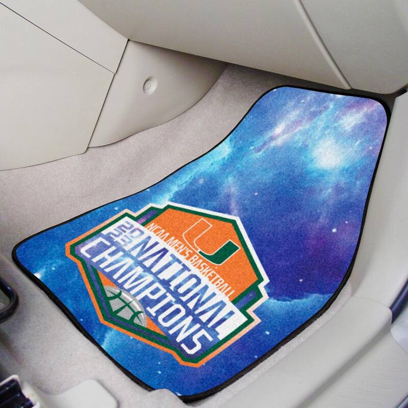 FANMATS University of Miami NCAA Men's Basketball National Championship Logo Front Carpet Car Floor Mat Set - 2 Pieces - 38897
