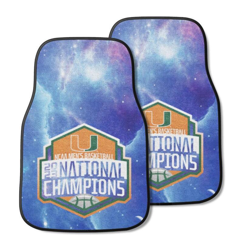 FANMATS University of Miami NCAA Men's Basketball National Championship Logo Front Carpet Car Floor Mat Set - 2 Pieces - 38897