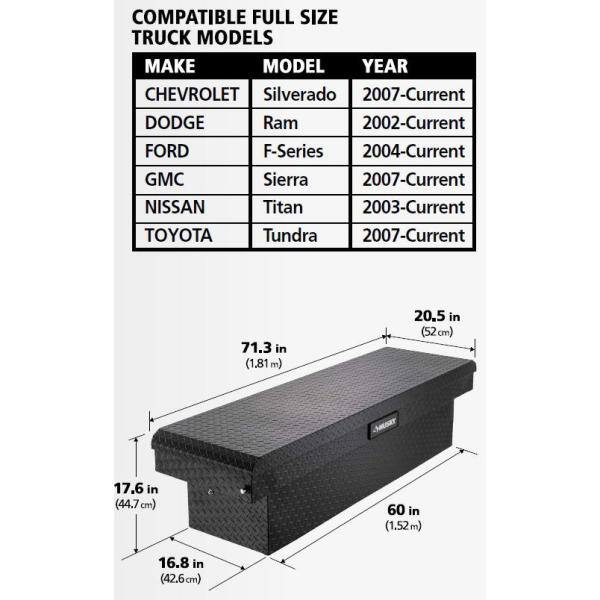 Husky 71.36 in. Matte Black Aluminum Full Size Crossbed Truck Tool Box - 102100-53-01