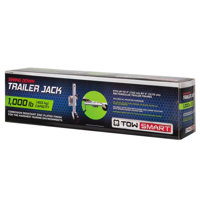 TowSmart 1,000 lbs. Capacity 10 in. Lift Side Wind Swing Down Bolt On Trailer Jack - 7286