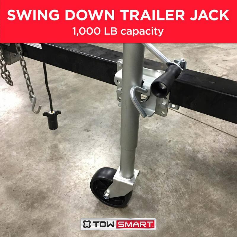 TowSmart 1,000 lbs. Capacity 10 in. Lift Side Wind Swing Down Bolt On Trailer Jack - 7286