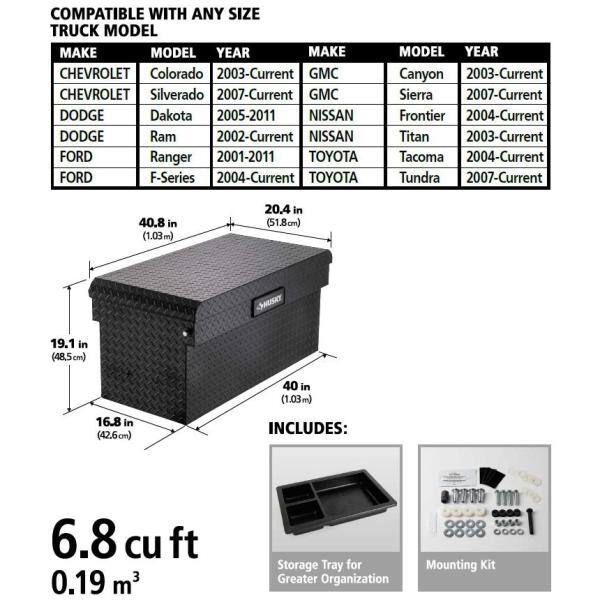 Husky 40.8 in. Matte Black Aluminum Full Size Chest Truck Tool Box - 102400-53-01
