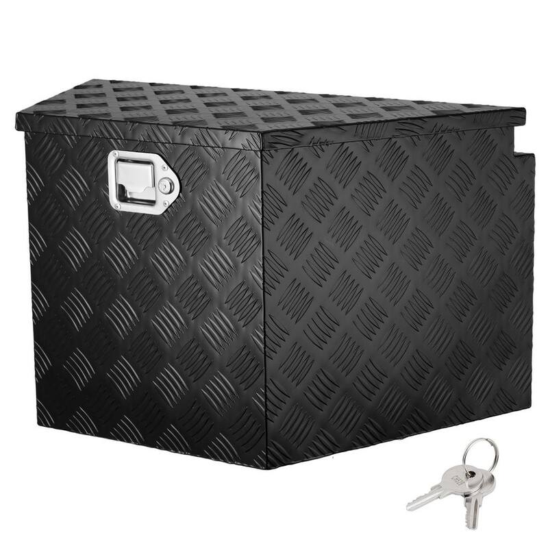 VEVOR Trailer Tongue Box 39 in. L Aluminum Alloy Diamond Plate Truck Tool Box with Lock and Keys for Pickup, Truck RV, Black - TC3916512INCHDMIJV0
