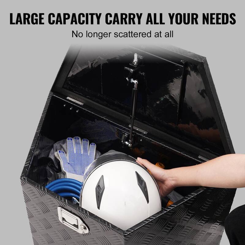 VEVOR Trailer Tongue Box 39 in. L Aluminum Alloy Diamond Plate Truck Tool Box with Lock and Keys for Pickup, Truck RV, Black - TC3916512INCHDMIJV0