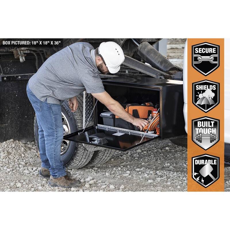 Buyers Products Company 18 in. x 18 in. x 48 in. Gloss Black Steel Underbody Truck Tool Box - 1702310
