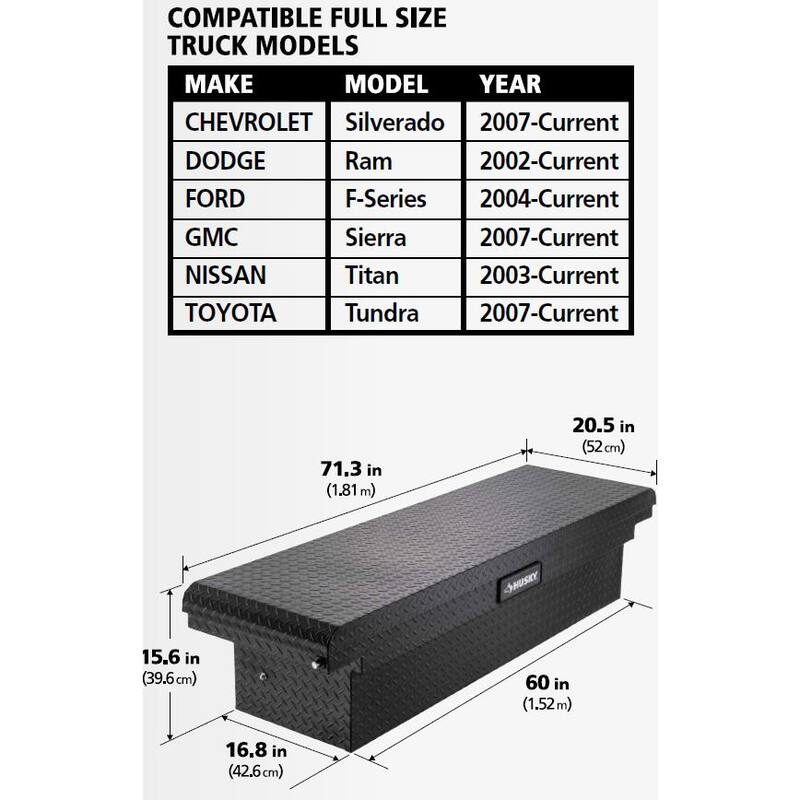 Husky 71.36 in. Matte Black Aluminum Full Size Crossbed Truck Tool Box - 102101-53-01