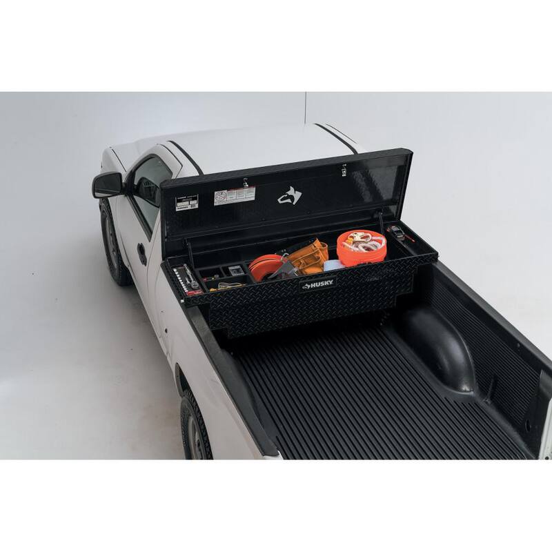 Husky 61.86 in. Matte Black Aluminum Low Profile Mid-Size Crossbed Truck Tool Box - 102102-53-01