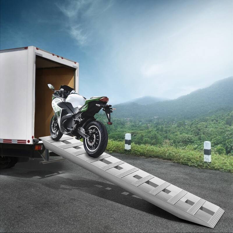 VEVOR 60 in. x 12 in. Aluminum Trailer Ramps 6000 lbs. Loading Cargo Ramp Total Beavertail Hook End for Truck, ATV (2-Piece) - LHJPD60X12IN2ZZ01V0
