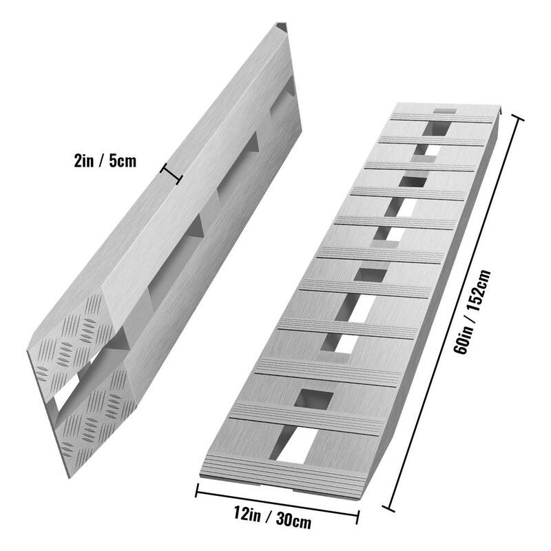 VEVOR 60 in. x 12 in. Aluminum Trailer Ramps 6000 lbs. Loading Cargo Ramp Total Beavertail Hook End for Truck, ATV (2-Piece) - LHJPD60X12IN2ZZ01V0