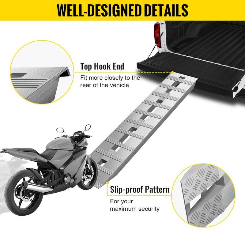 VEVOR 60 in. x 12 in. Aluminum Trailer Ramps 6000 lbs. Loading Cargo Ramp Total Beavertail Hook End for Truck, ATV (2-Piece) - LHJPD60X12IN2ZZ01V0