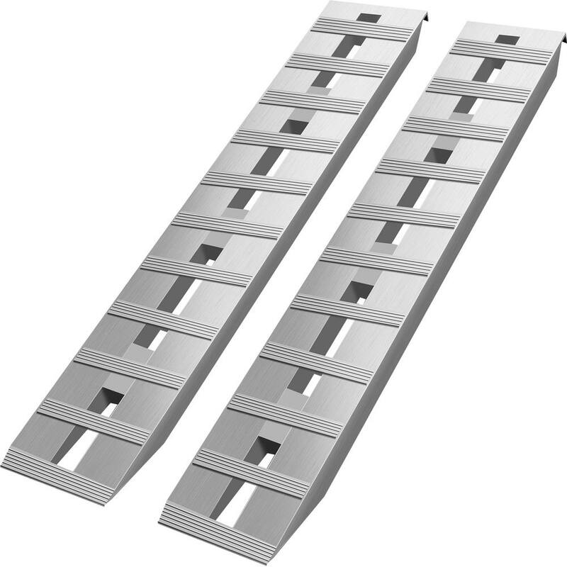VEVOR 60 in. x 12 in. Aluminum Trailer Ramps 6000 lbs. Loading Cargo Ramp Total Beavertail Hook End for Truck, ATV (2-Piece) - LHJPD60X12IN2ZZ01V0