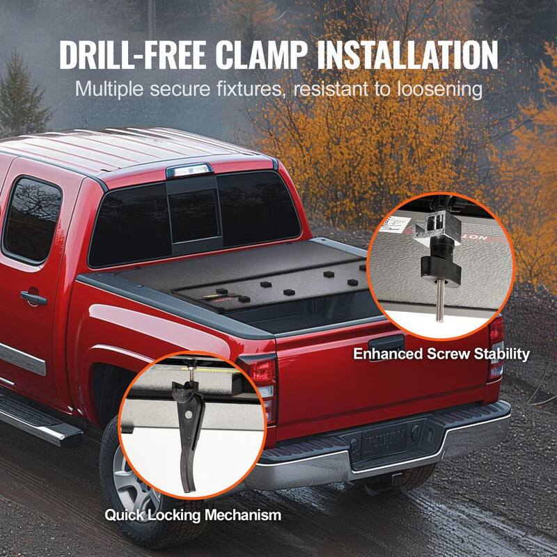 VEVOR Tri-Fold Truck Bed Tonneau Cover Compatible with 2019-2024 Chevy Silverado GMC Sierra 1500 Fit 5.8 ft.x 5.3 ft. Bed - ZDSKCHBXGZDSAPMD9V9